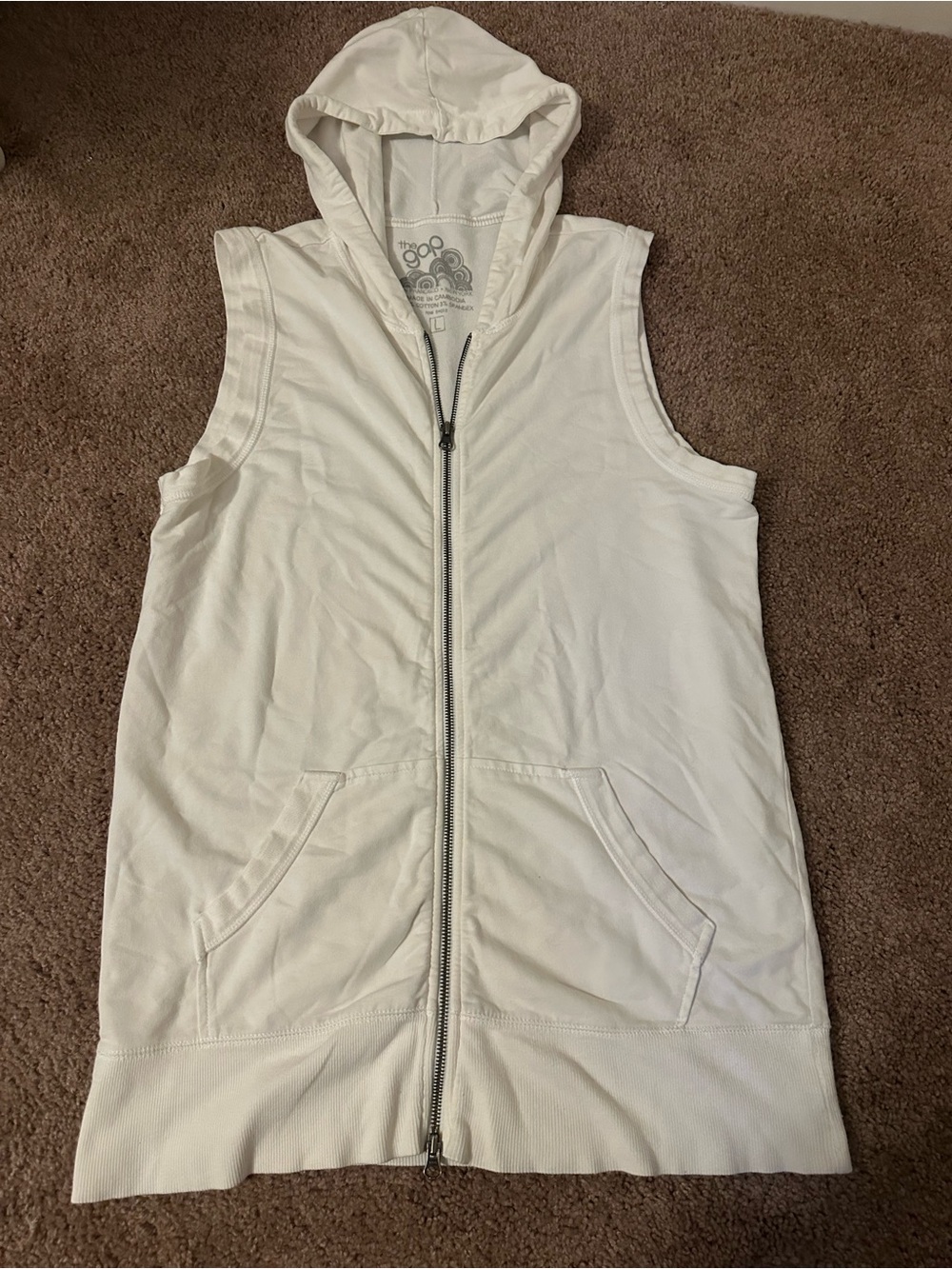 Vintage Gap Sleeveless Hooded Zip-Front Vest Jacket — White